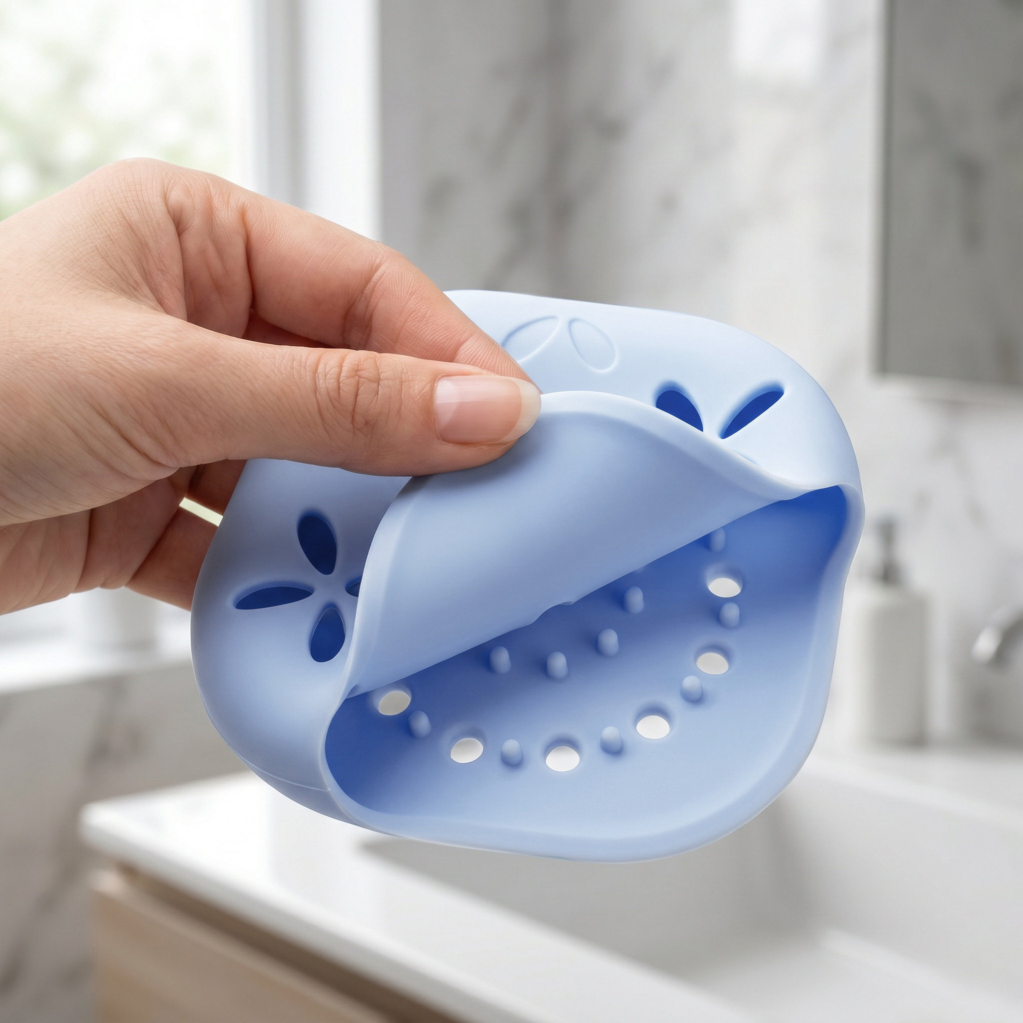 Soap Dish Draining - Vassoio in silicone rotondo antiscivolo per